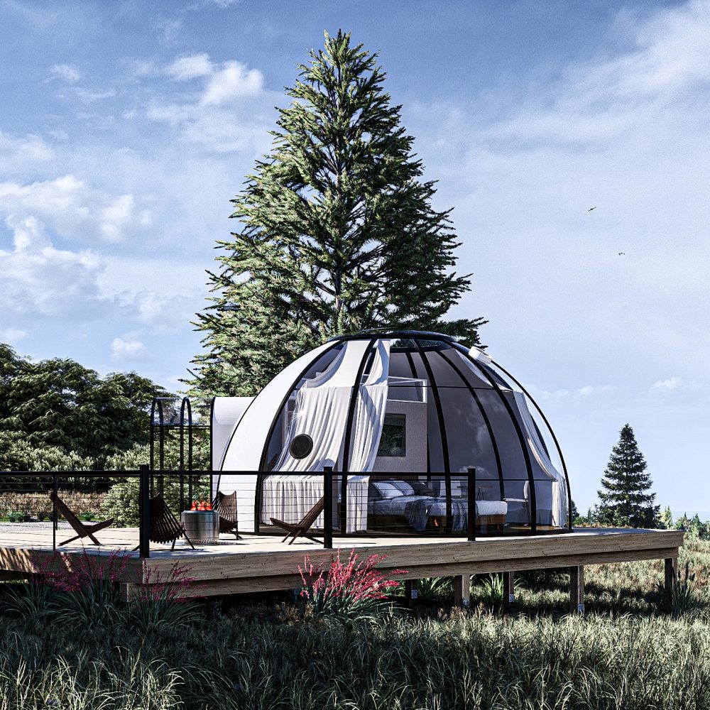 Glamping dome with mountain views in Alaska