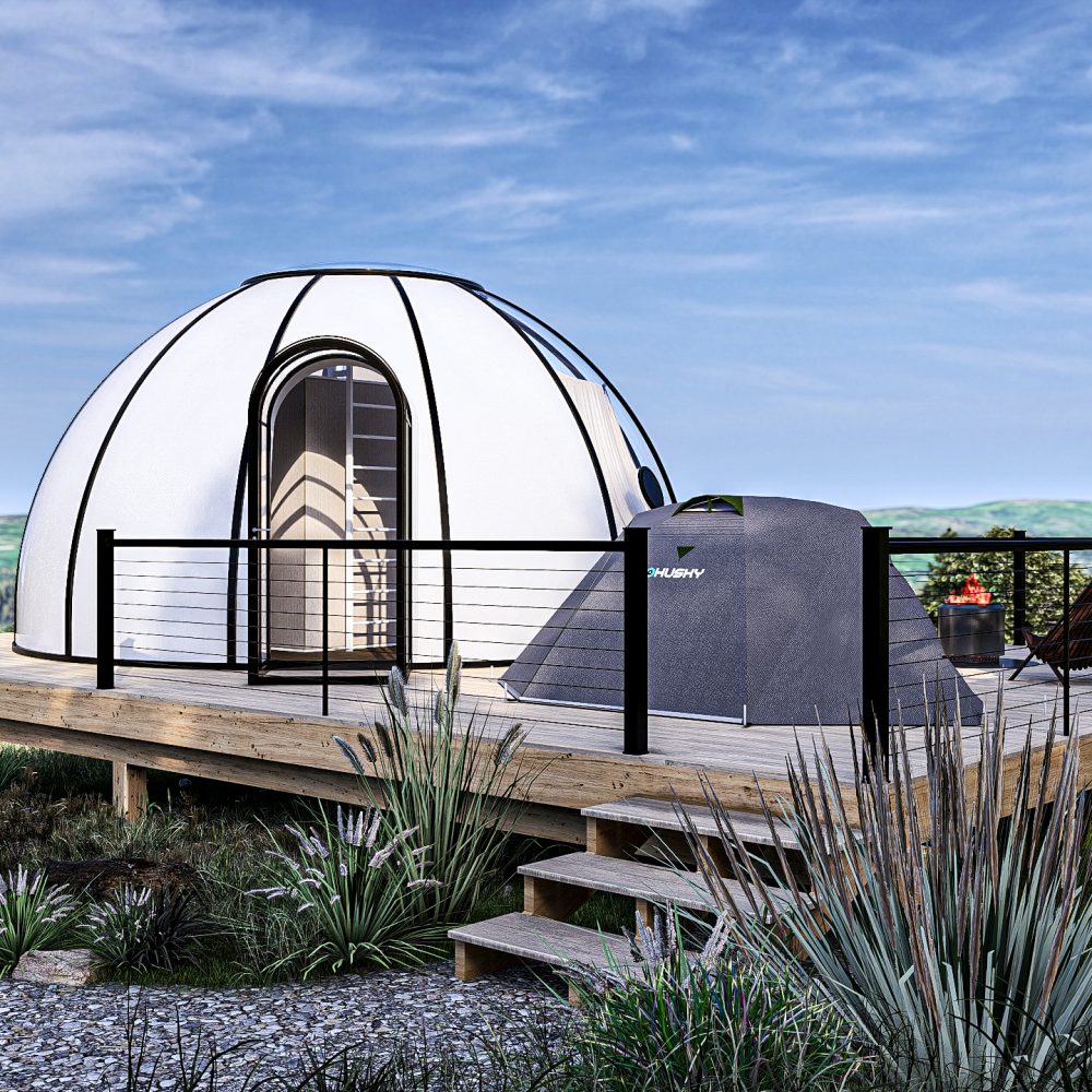 Northern wilderness landscape surrounding Alaska glamping domes